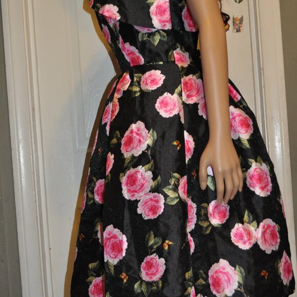 Womens Elegant All Over Print Floral Spring Summer One Shoulder Satin Midi Dress - Picture 4 of 5